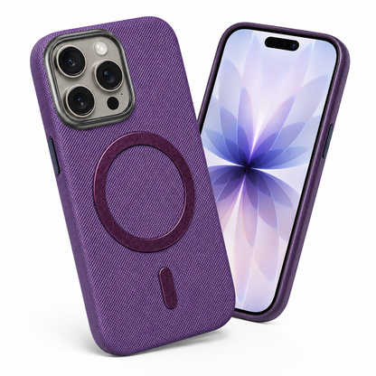 Textured MagSafe Fabric Case for Apple iPhone 15 - Purple