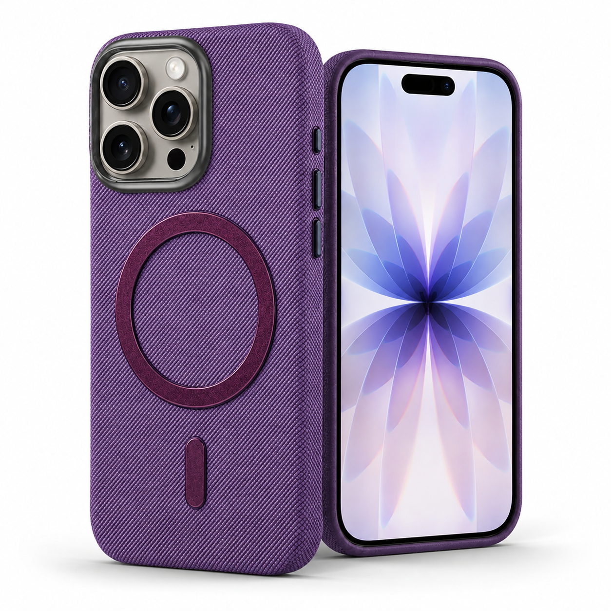 Textured MagSafe Fabric Case for Apple iPhone 15 - Purple