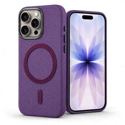 Textured MagSafe Fabric Case for Apple iPhone 15 - Purple