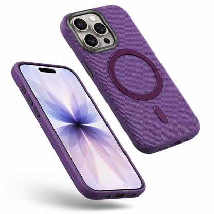 Textured MagSafe Fabric Case for Apple iPhone 15 - Purple