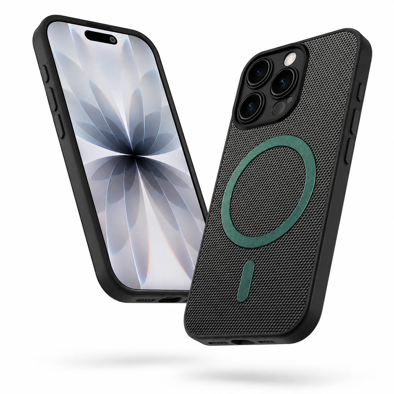 Green iPhone 16 Pro Max case Canada with textured MagSafe grip
