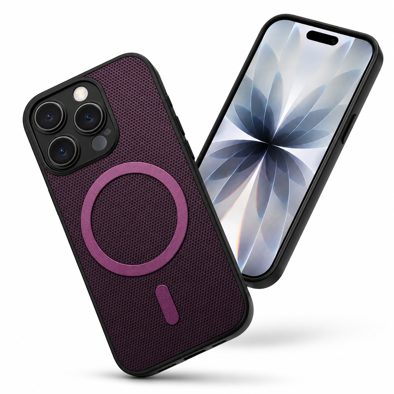 Purple iPhone 16 Pro Max case Canada with textured MagSafe protection
