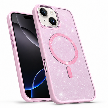 Glitter MagSafe Matte Ultra Case for Apple iPhone 15 - Pink