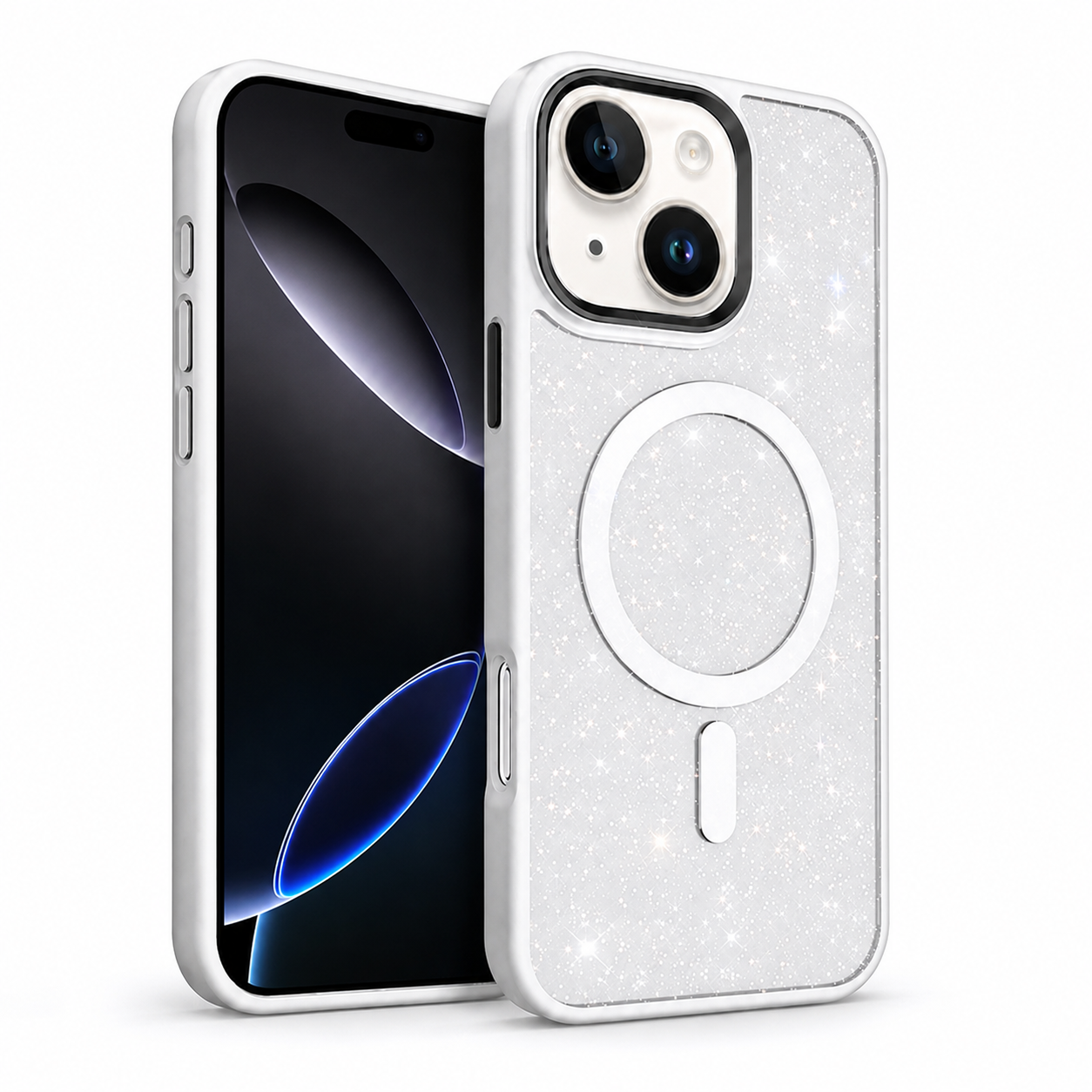 Glitter MagSafe Matte Ultra Case for Apple iPhone 15 - White