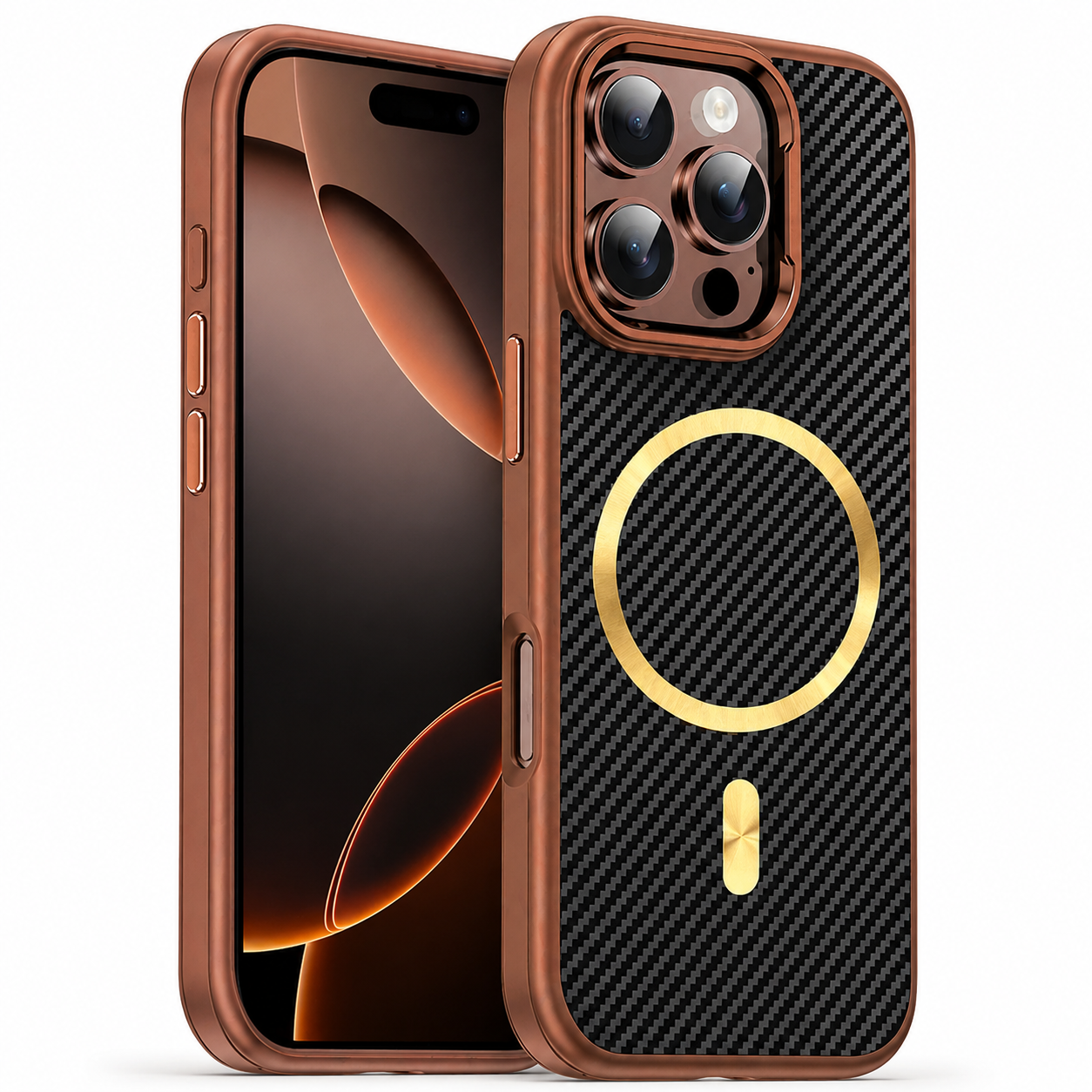 Brown MagSafe Carbon Elite Case for Apple iPhone 16 Pro Max
