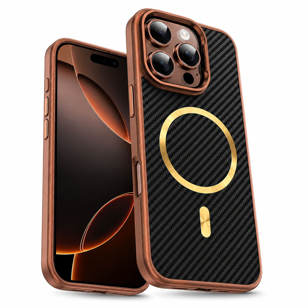 Brown Carbon Elite protective phone cover for Apple iPhone 16 Pro Max
