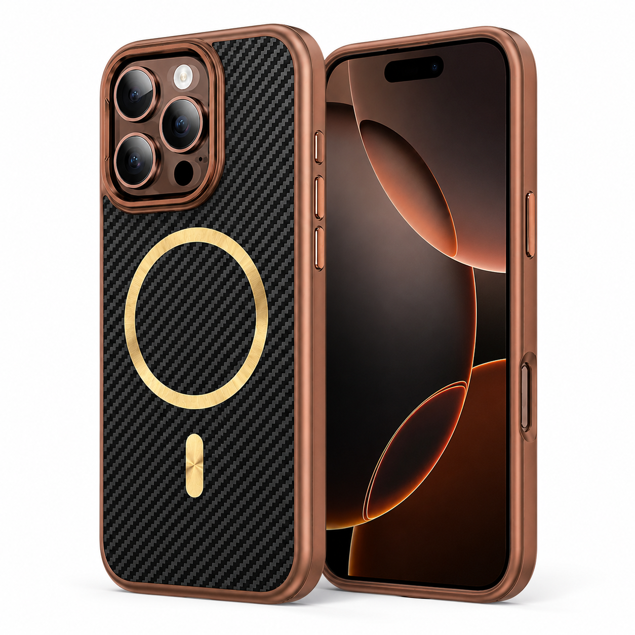Buy iPhone cases online Canada – Brown MagSafe Carbon Elite case

