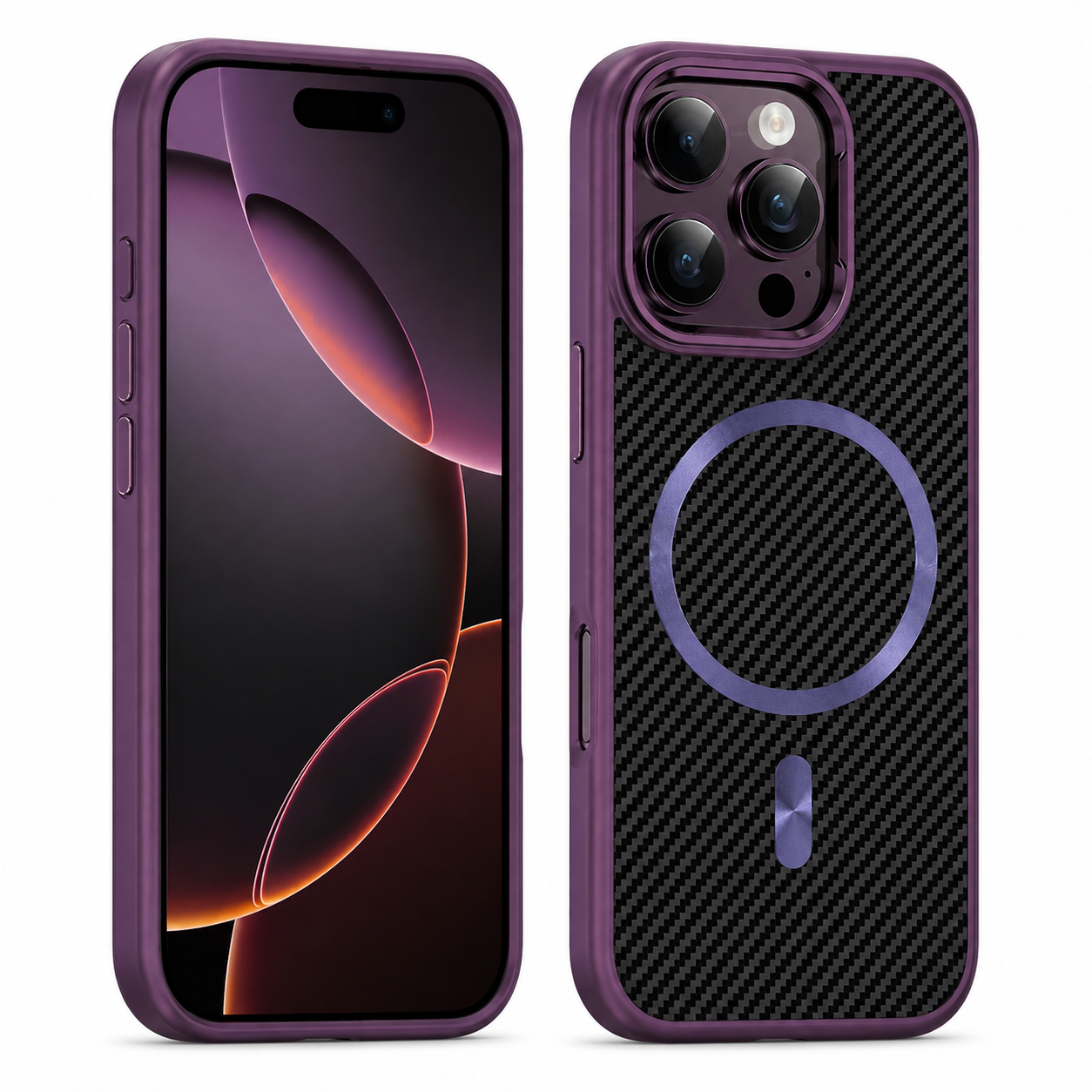 Purple MagSafe Carbon Elite Case for Apple iPhone 16 Pro Max