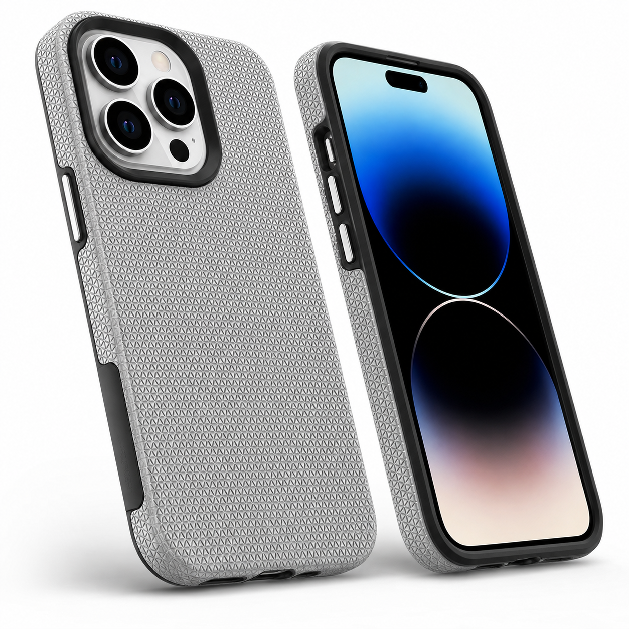 Grey geometric triangle phone cover for Apple iPhone 16 Pro Max