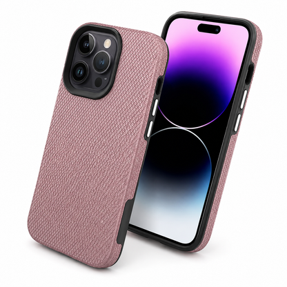 Rose Gold protective iPhone 16 Pro Max cover with raised screen and camera edges
