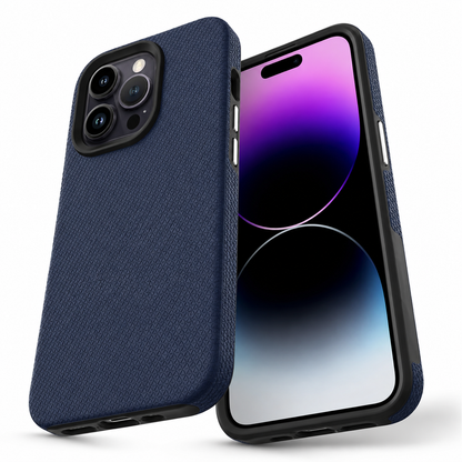 Navy impact-resistant iPhone 16 Pro Max case with reinforced corners