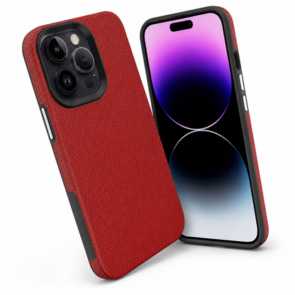Red durable iPhone 16 Pro Max case with raised camera and screen protection