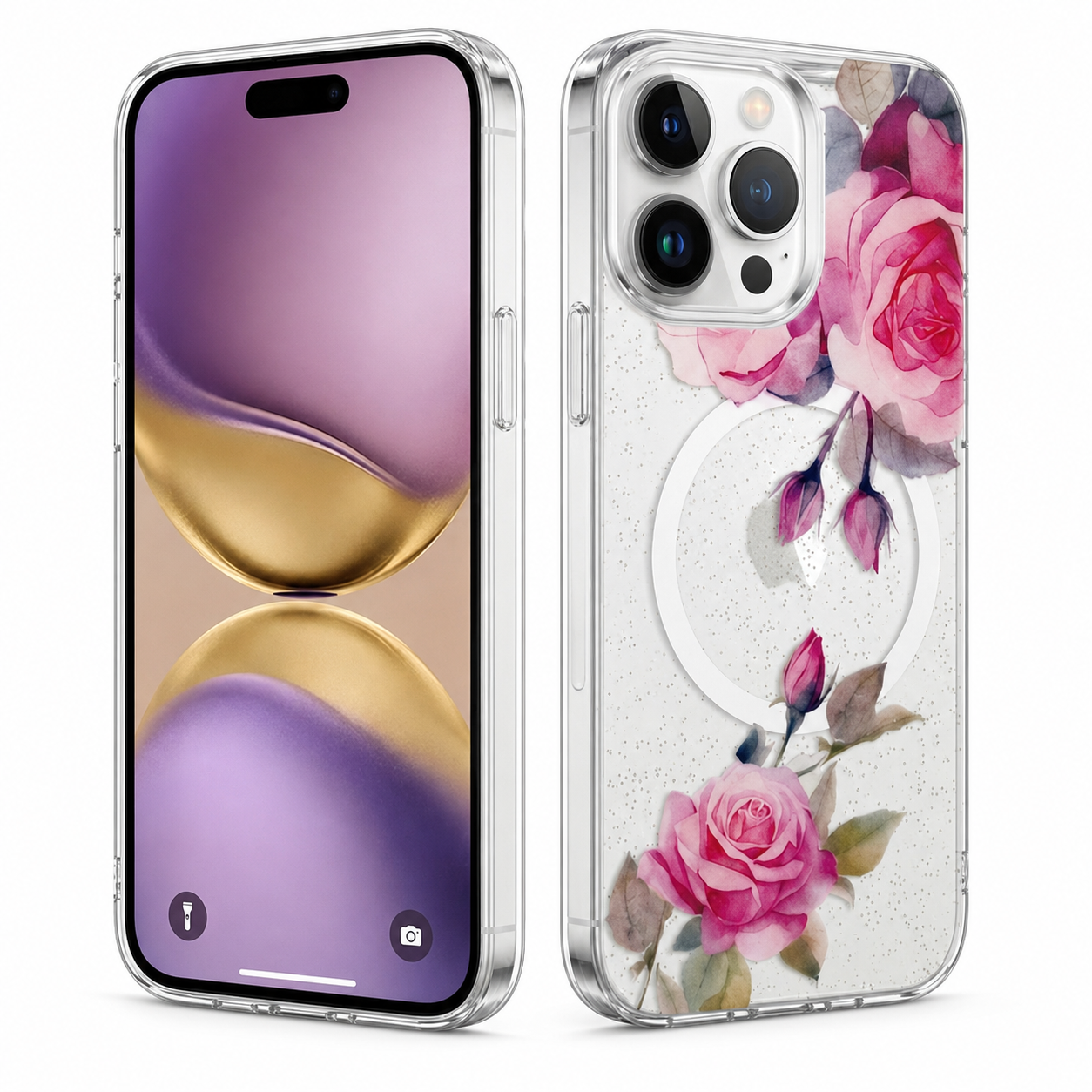 Rose Gold Flower MagSafe Floral Fusion Case for Apple iPhone 16 Pro Max
