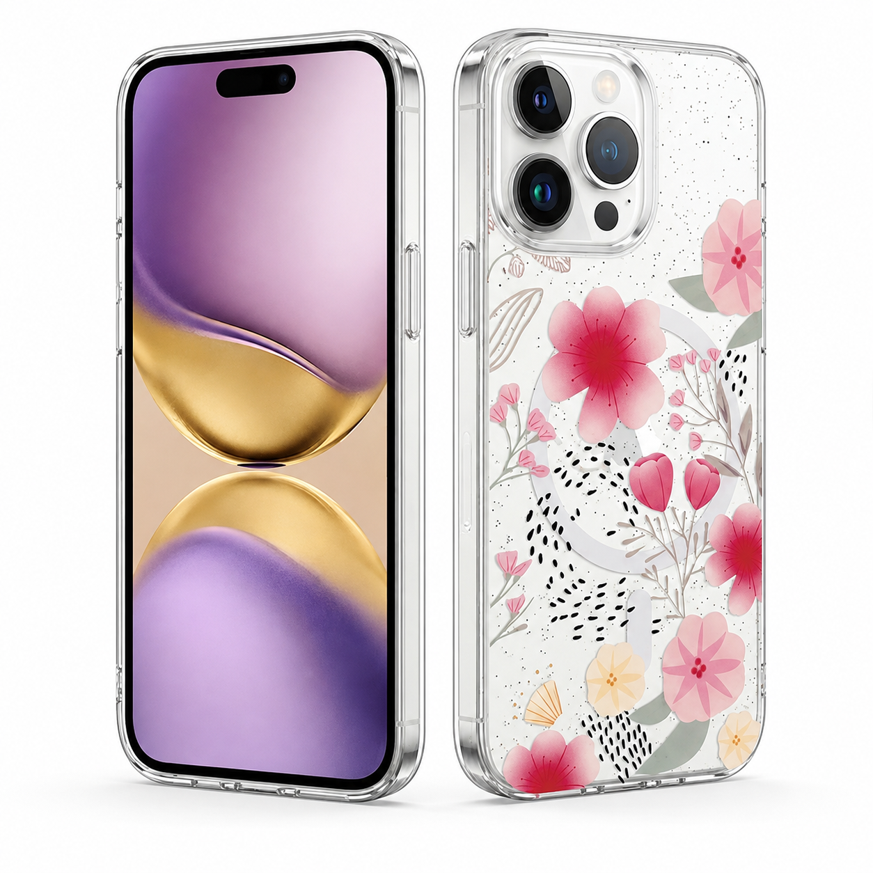 Light Pink Flower MagSafe Floral Fusion Case for Apple iPhone 16 Pro Max
