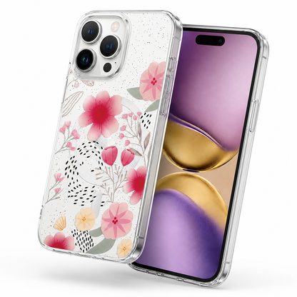 Light Pink iPhone 16 Pro Max case Canada with floral MagSafe protection
