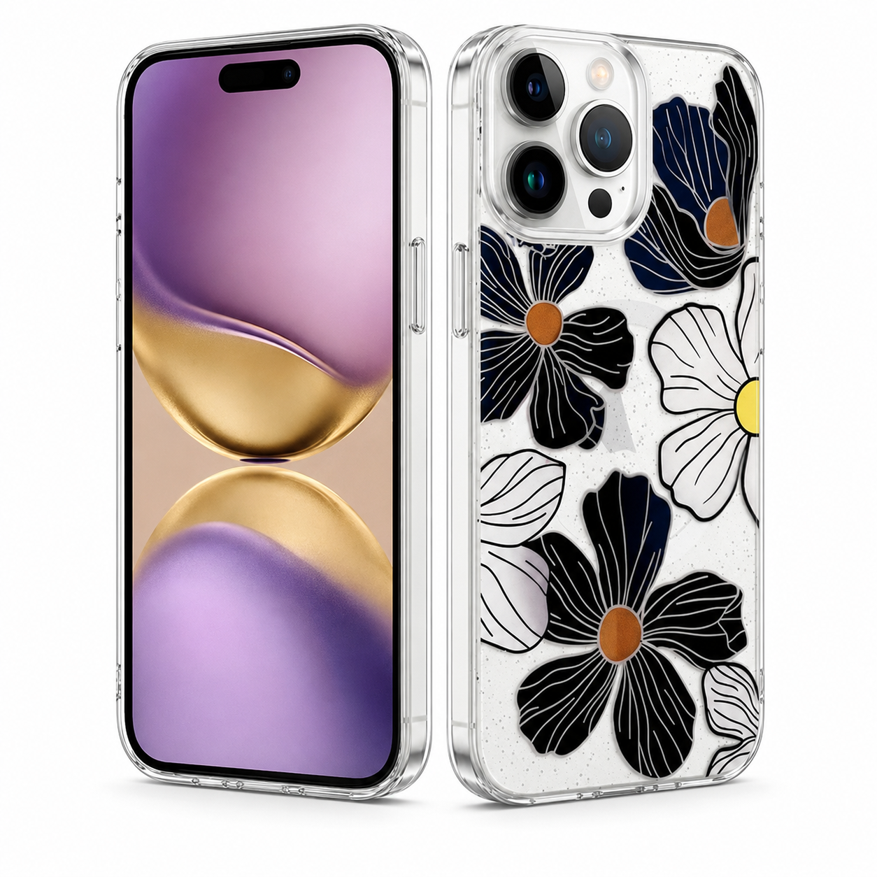 Black Flower MagSafe Floral Fusion Case for Apple iPhone 16 Pro Max
