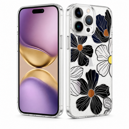 Black Flower MagSafe Floral Fusion Case for Apple iPhone 16 Pro Max
