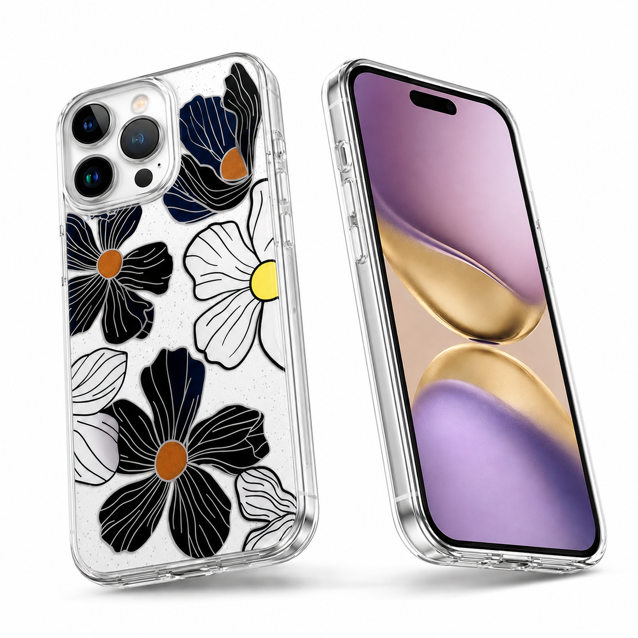 Black iPhone 16 Pro Max case Canada with floral MagSafe protection
