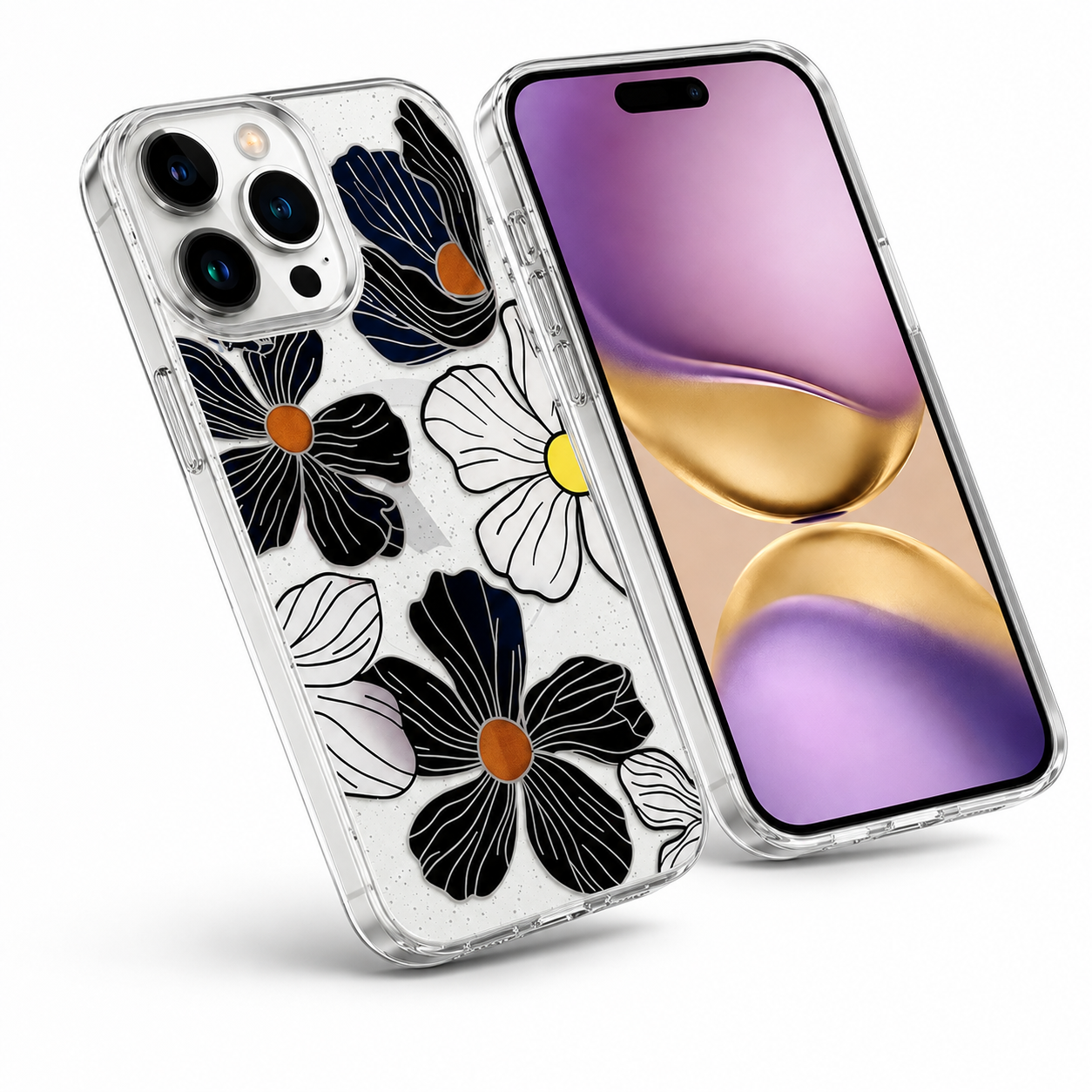 Smartphone accessories Canada – Black Floral Fusion MagSafe case
