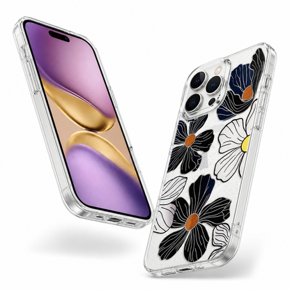 Black flower protective phone cover for Apple iPhone 16 Pro Max
