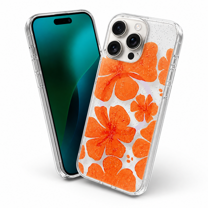 Orange MagSafe iPhone 16 Pro Max cover with raised camera and screen protection