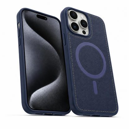 Blue MagSafe iPhone 16 Pro Max cover with raised camera and screen protection
