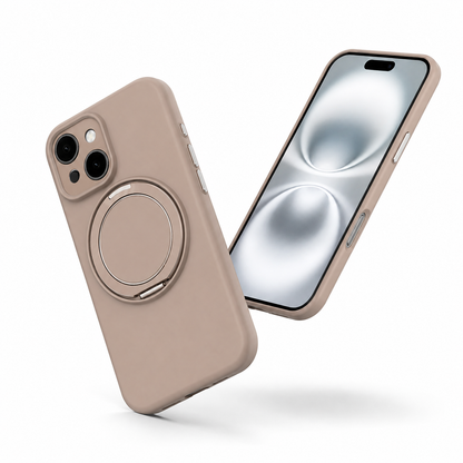 Silicone MagSafe Ring Stand Case for Apple iPhone 15 - Desert Titanium