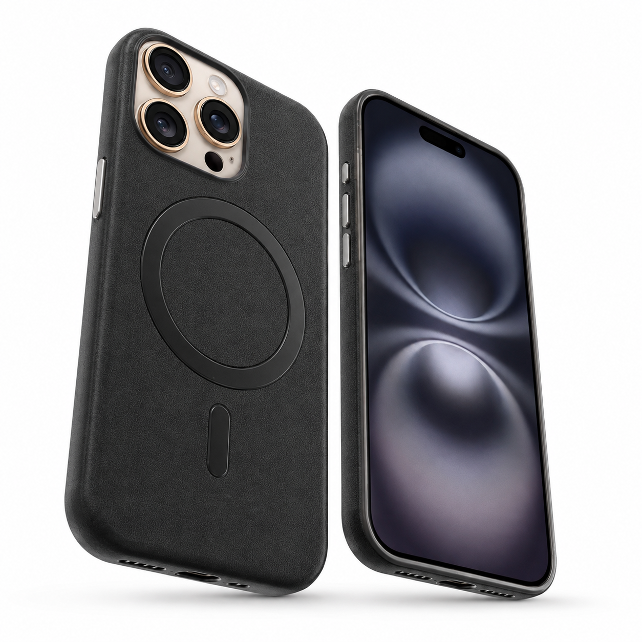 Black Plush protective phone cover for Apple iPhone 16 Pro Max
