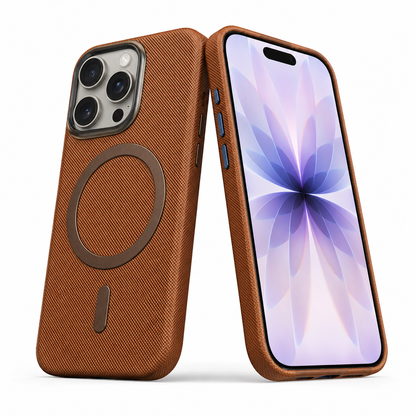 Brown fabric protective phone cover for Apple iPhone 16 Pro Max
