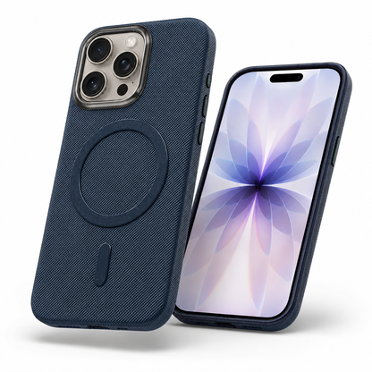 Dark Blue fabric phone cover for Apple iPhone 16 Pro Max

