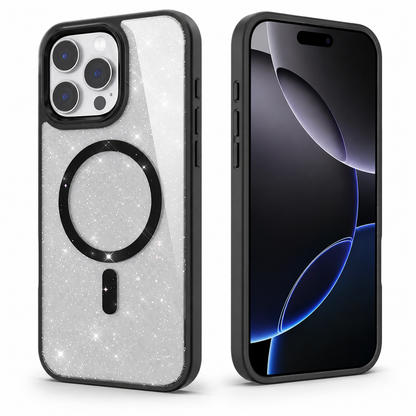 Buy iPhone cases online Canada – Black Glitter MagSafe hybrid case
