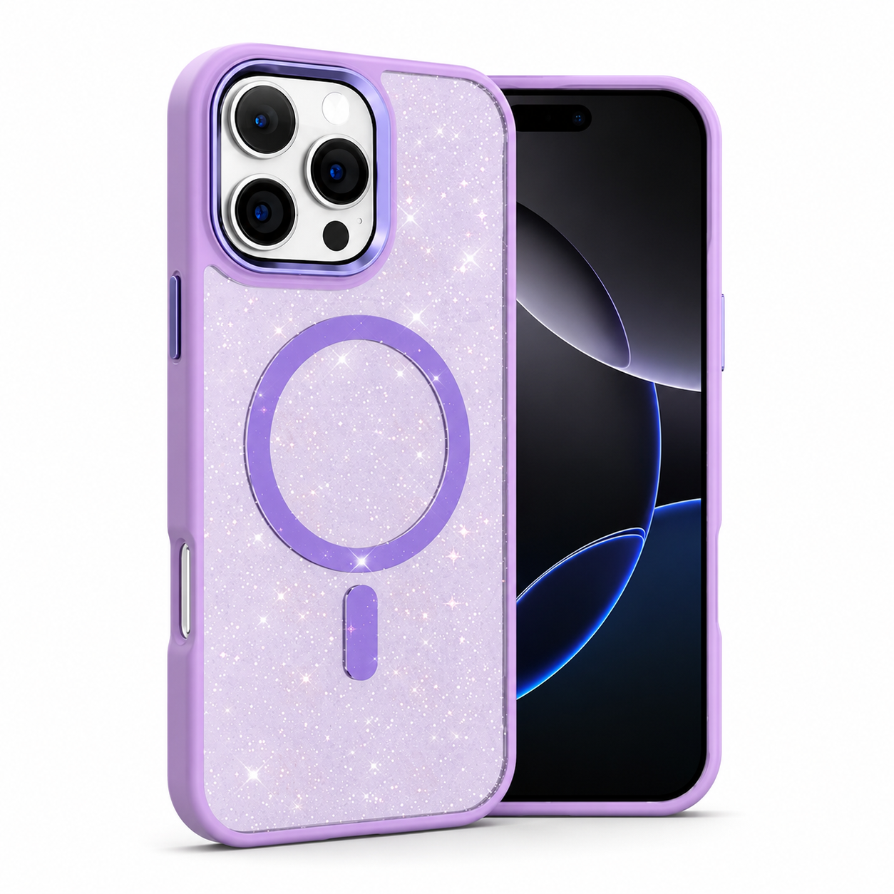 Purple Glitter MagSafe Matt Ultra Hybrid Case for Apple iPhone 16 Pro Max
