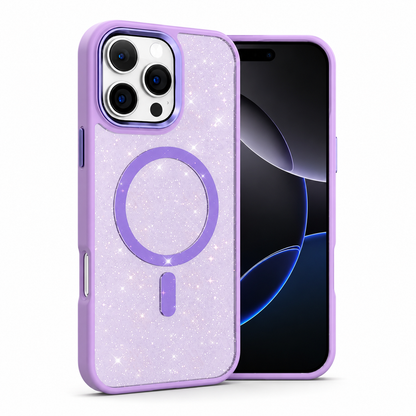 Purple Glitter MagSafe Matt Ultra Hybrid Case for Apple iPhone 16 Pro Max
