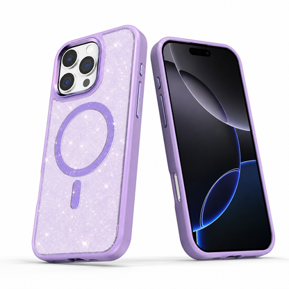 Purple glitter protective phone cover for Apple iPhone 16 Pro Max
