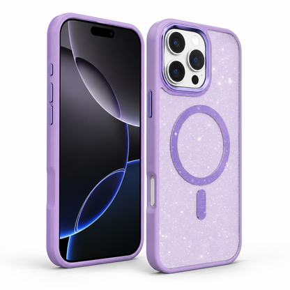 Buy mobile covers online Canada – Purple Glitter MagSafe hybrid case
