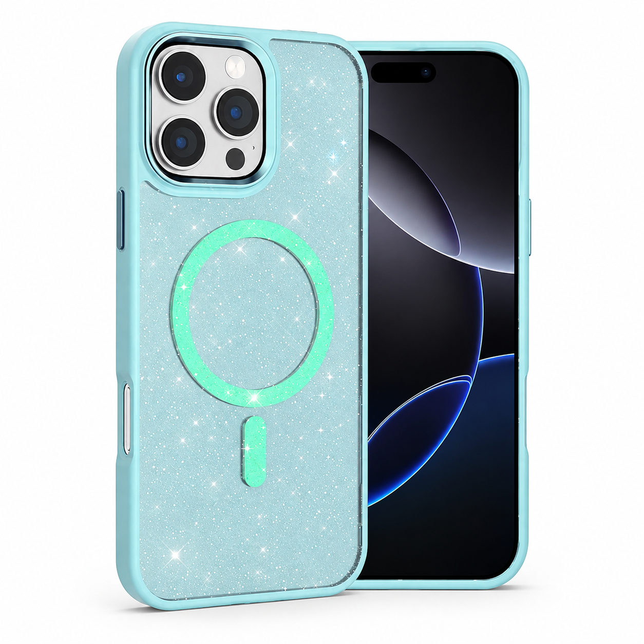 Blue Glitter MagSafe Matt Ultra Hybrid Case for Apple iPhone 16 Pro Max
