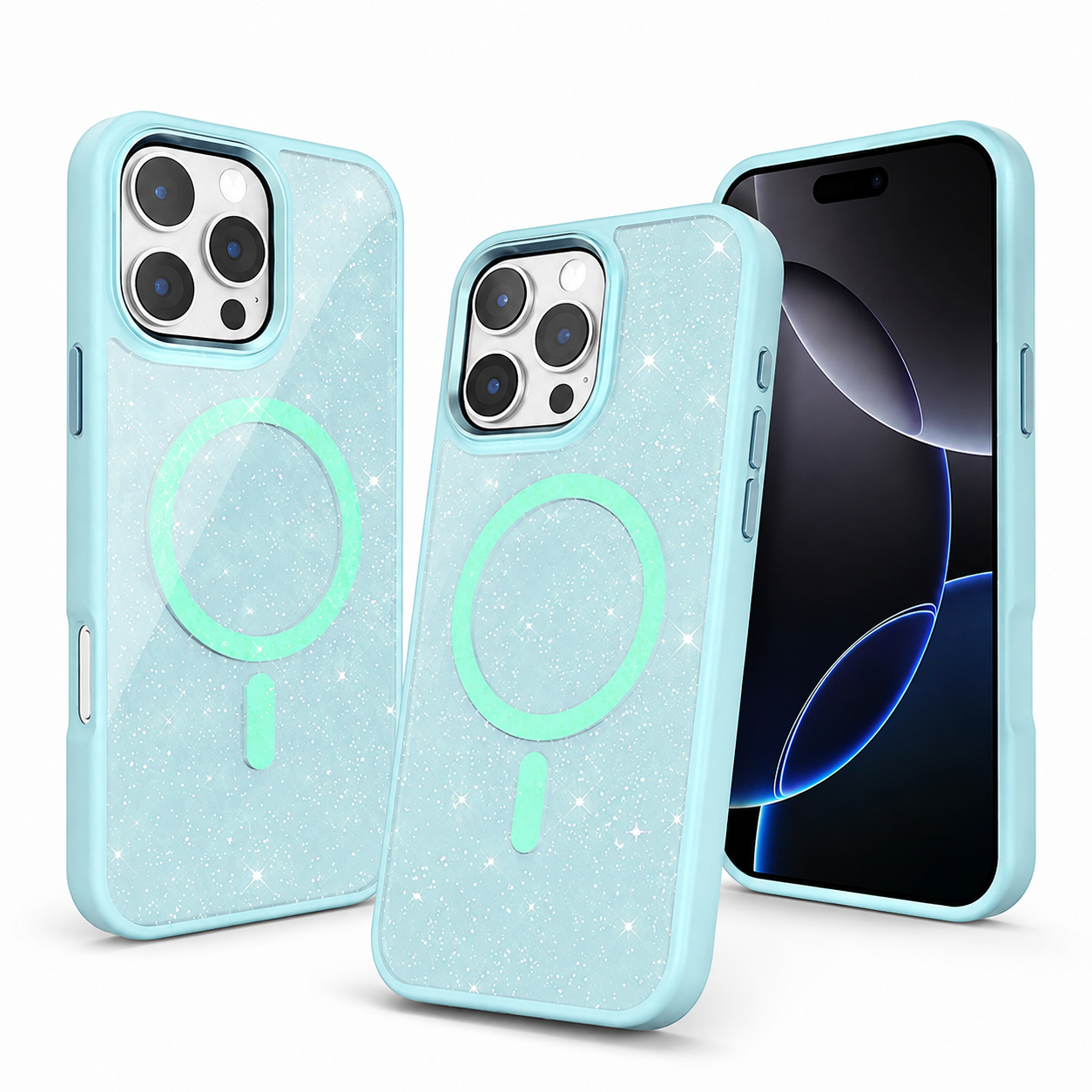 Mobile accessories Canada – Blue Glitter MagSafe hybrid case
