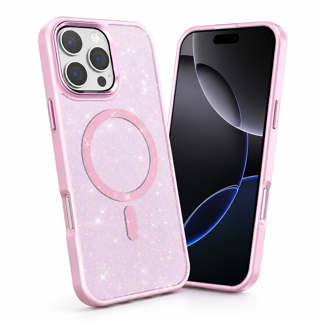 Pink iPhone 16 Pro Max case Canada with glitter MagSafe protection
