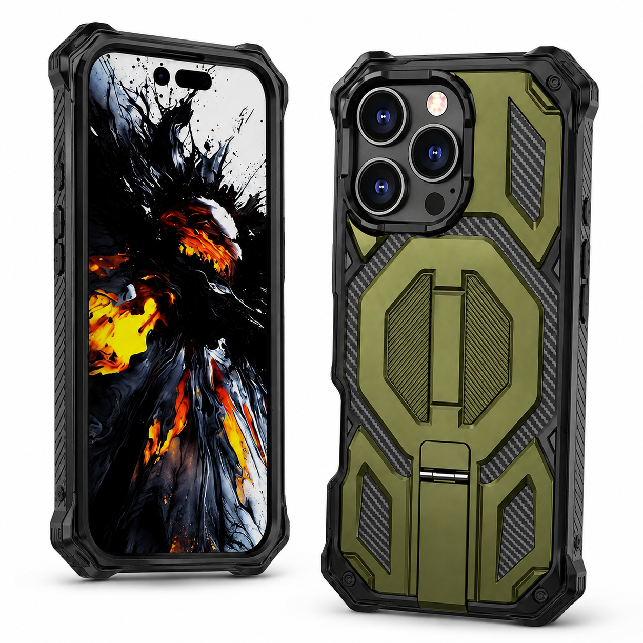 Green Outrider shockproof phone cover for Apple iPhone 16 Pro Max
