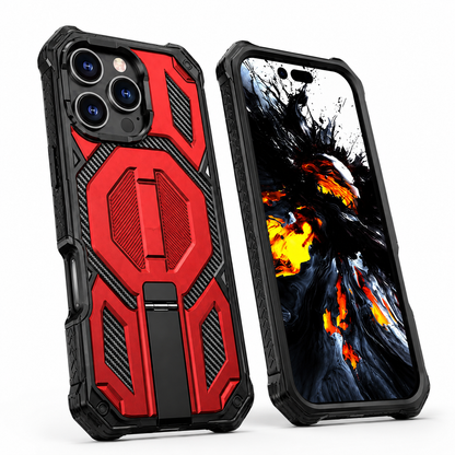 Red MagSafe iPhone 16 Pro Max cover with raised camera and screen protection
