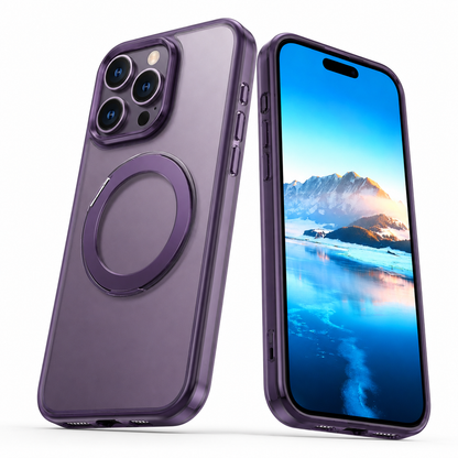 Deep Purple iPhone 16 Pro Max protective case with magnetic ring holder
