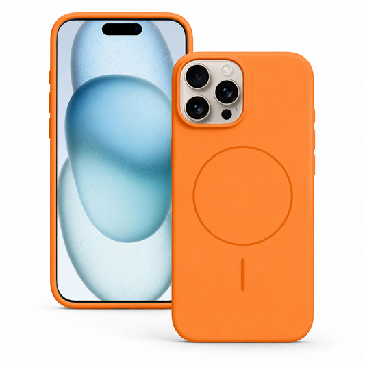 Orange MagSafe vibrant silicone case for Apple iPhone 16 Pro Max
