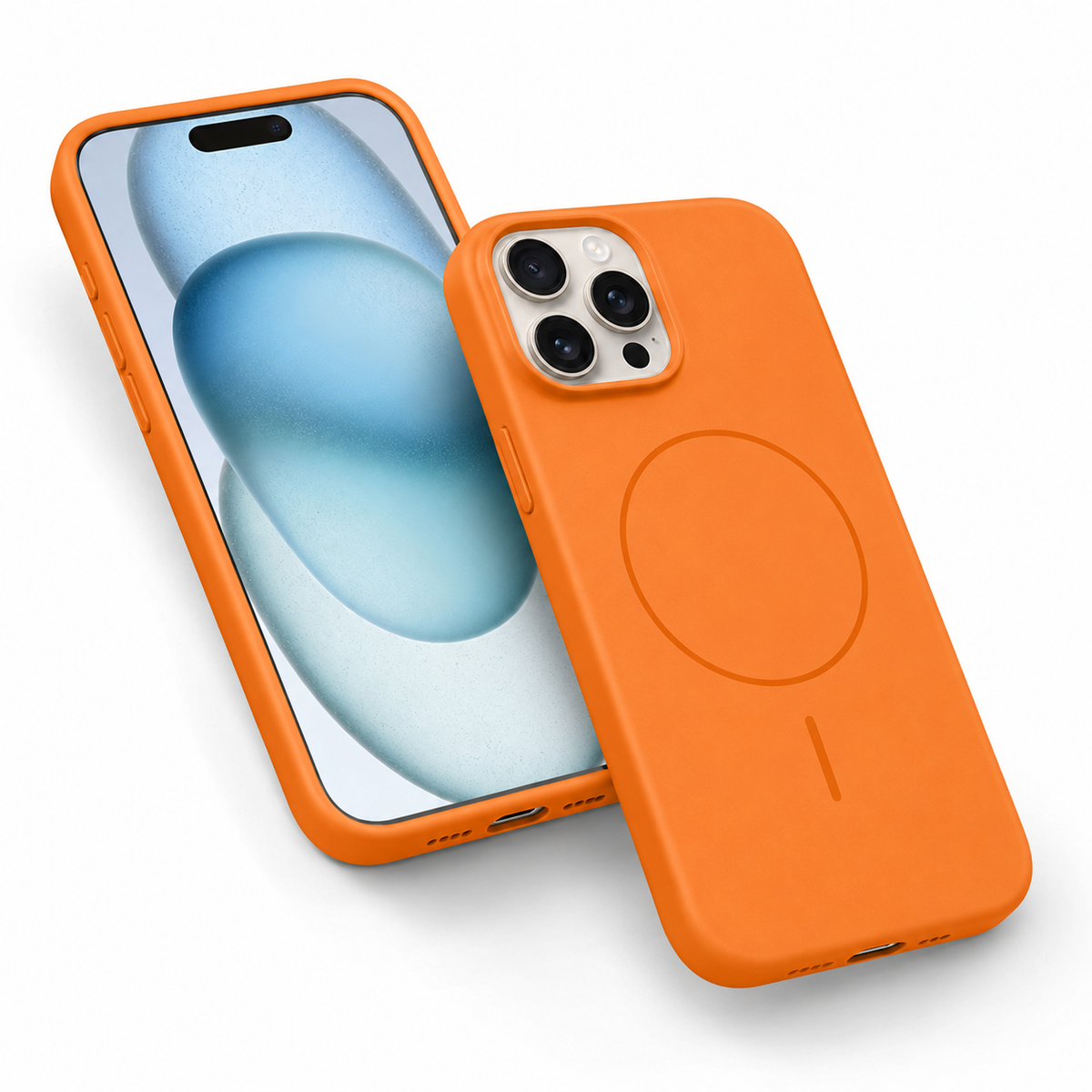 MagSafe Vibrant Silicone Case for Apple iPhone 13 Pro Max - Orange - angled product view