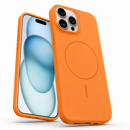 MagSafe Vibrant Silicone Case for Apple iPhone 14 Pro Max - Orange - close-up design view