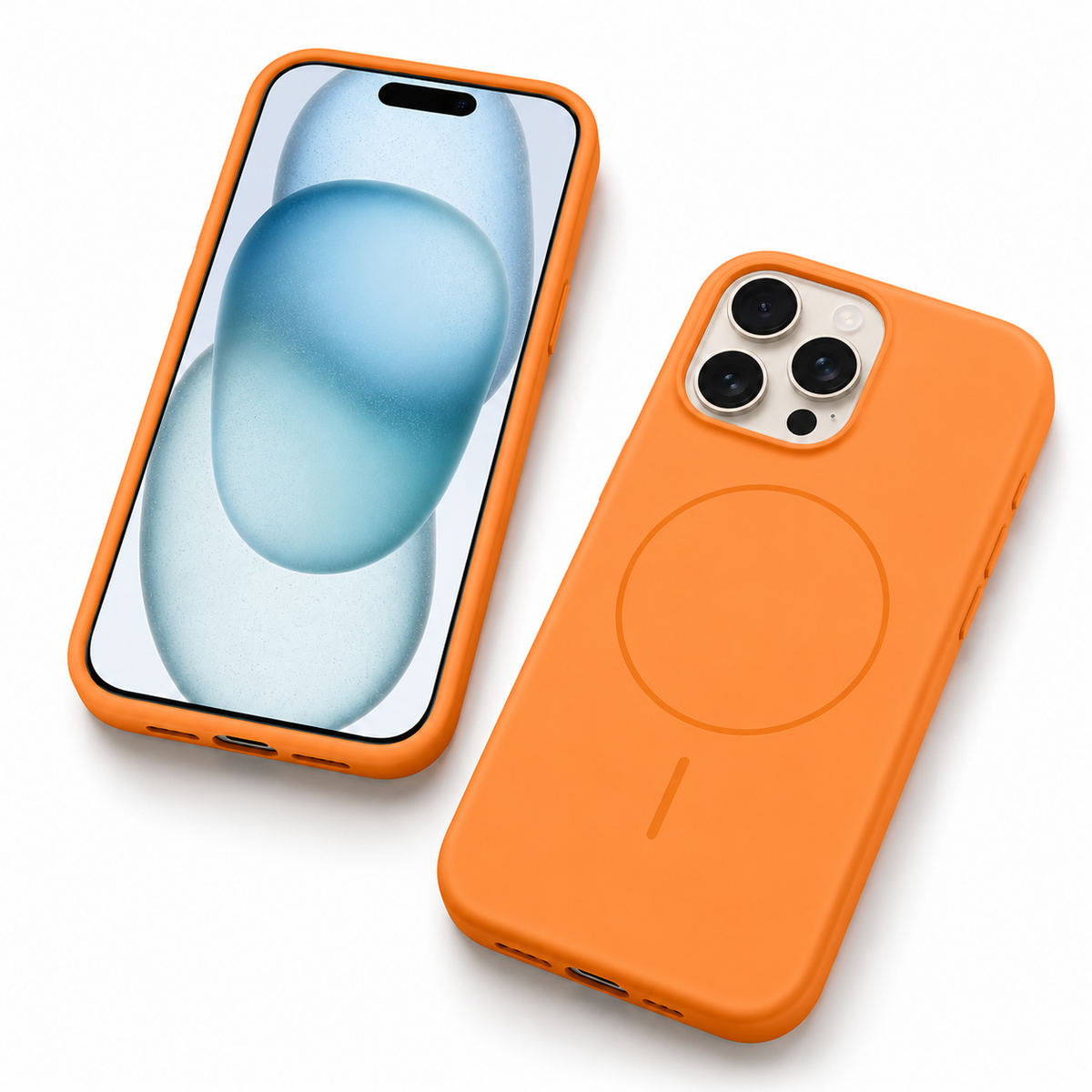 MagSafe Vibrant Silicone Case for Apple iPhone 14 Pro - Orange - side profile product view