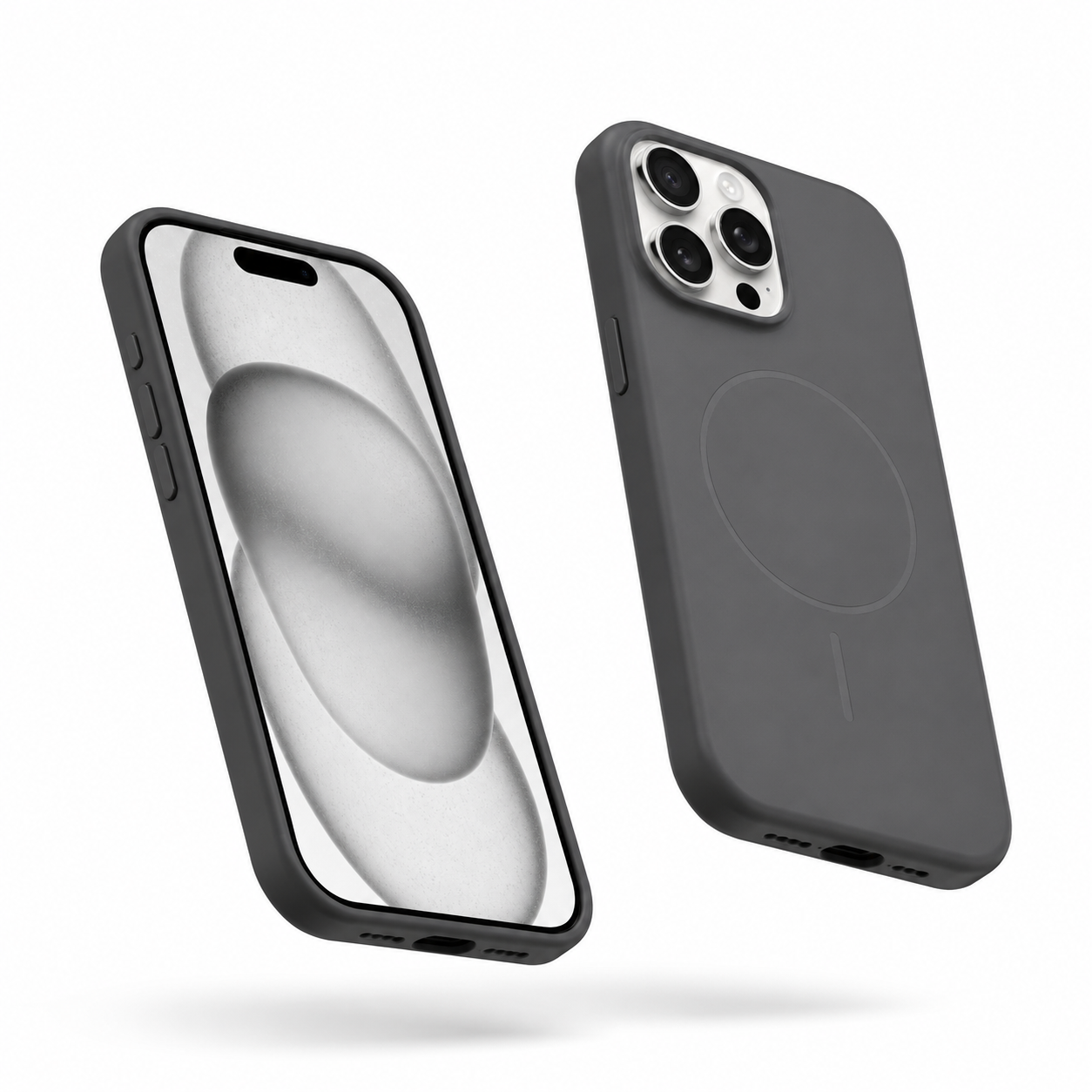 Grey magnetic silicone case with MagSafe for iPhone 16 Pro Max