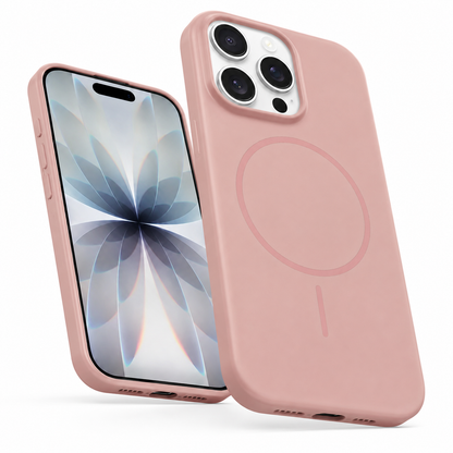 Rose gold MagSafe silicone phone case for iPhone 16 Pro Max
