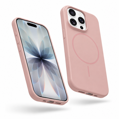 Rose gold magnetic silicone case with MagSafe for iPhone 16 Pro Max