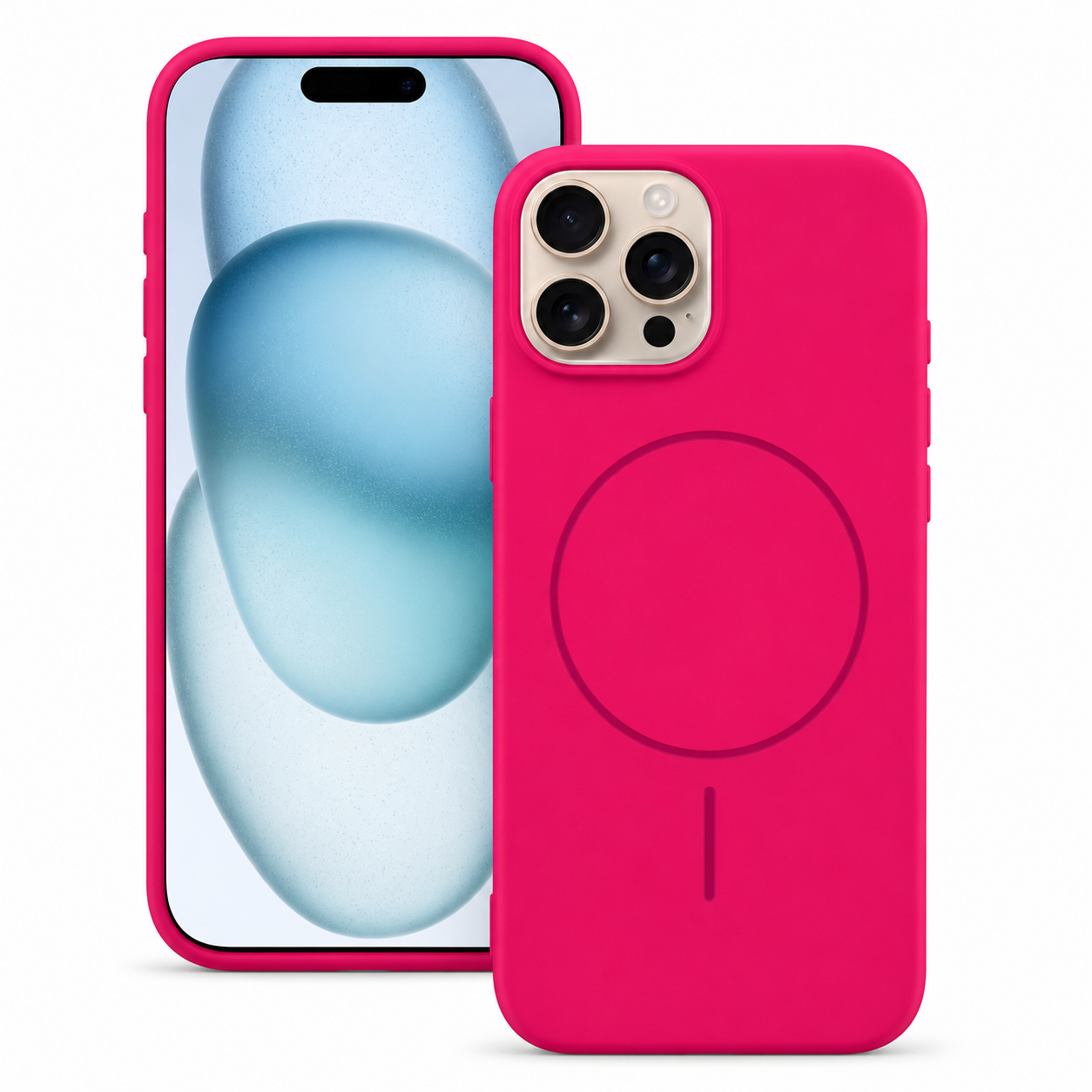Hot pink MagSafe vibrant silicone case for Apple iPhone 16 Pro Max

