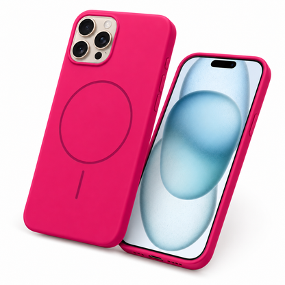 Apple iPhone 16 Pro Max hot pink silicone MagSafe protective case
